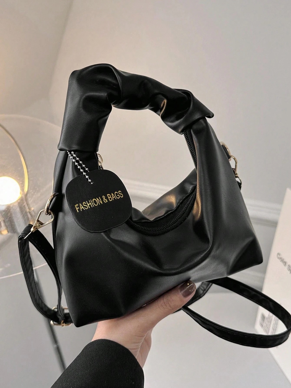 & Other Stories Black Mini Knot-Handle Shoulder Bag